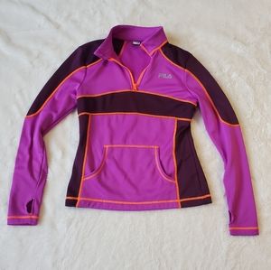 Fila Purple & Orange 1/4 Zip Fleece Pullover S